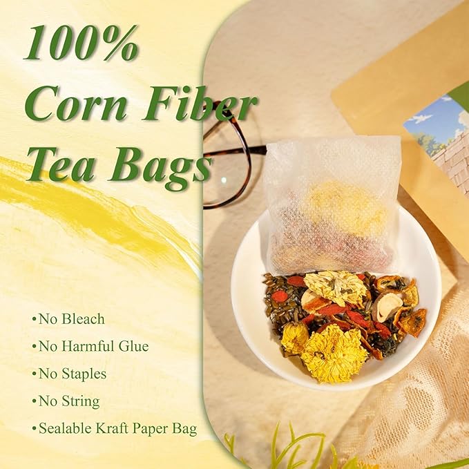 WT WEETEE Dandelion Wolfberry Tea, 10g * 20 Count Corn Firbe Tea Bags, Multiple Brewing, Made from