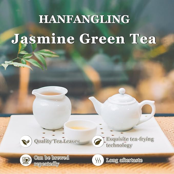 HANFANGLING Jasmine Green Tea - Premium Loose Leaf Tea with Natural Jasmine Flowers, 100% Natural