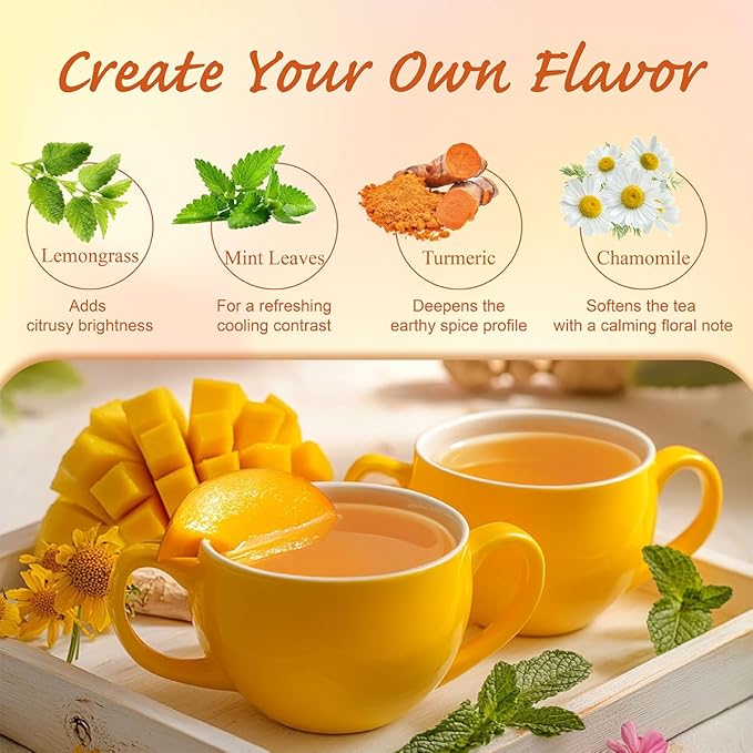 WT WEETEE Mango Ginger Tea Bags, 2g x 100 Counts, Flavored Ginger Herbal Tea Includes Cardamom