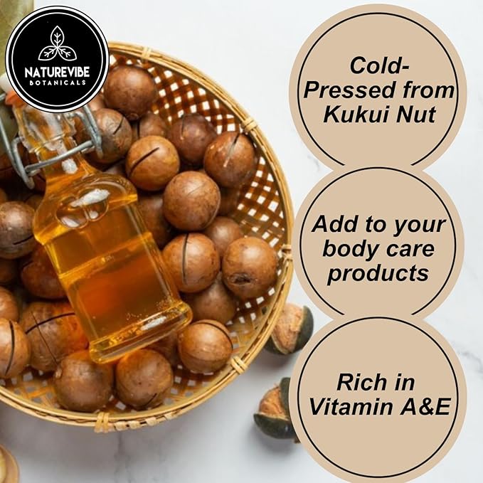 Naturevibe Botanicals Kukui Nut Oil 32 Ounces | 100% Pure and Natural | Great for Skin Care and