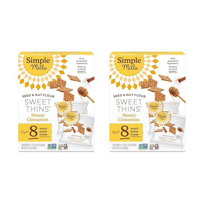 Simple Mills Snack Packs Honey Cinnamon Seed & Nut Flour Sweet Thins, Paleo Friendly & Delicious