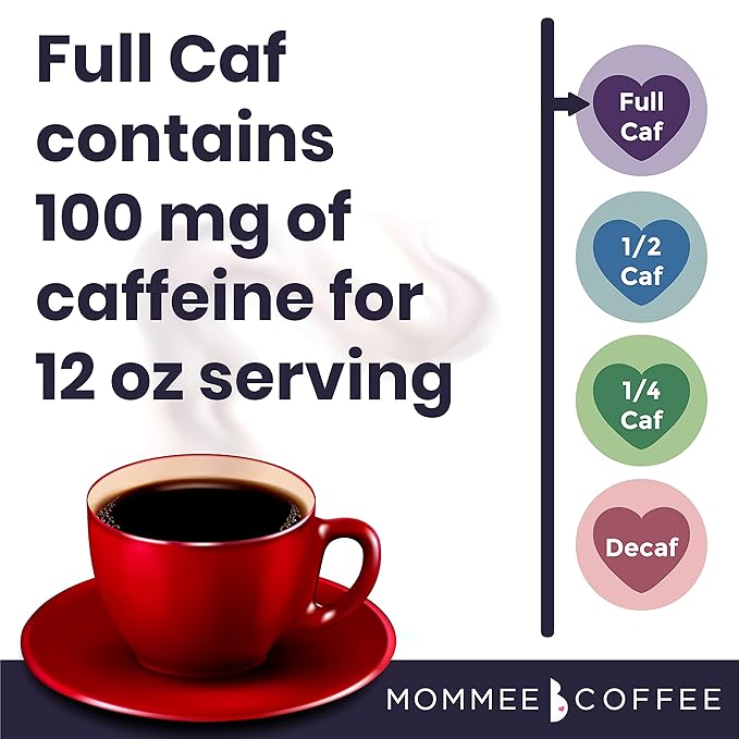 Mommee Coffee Full Caf Low Acid Whole Organic Coffee Beans - 100% Arabica Organic Full Caff Coffee