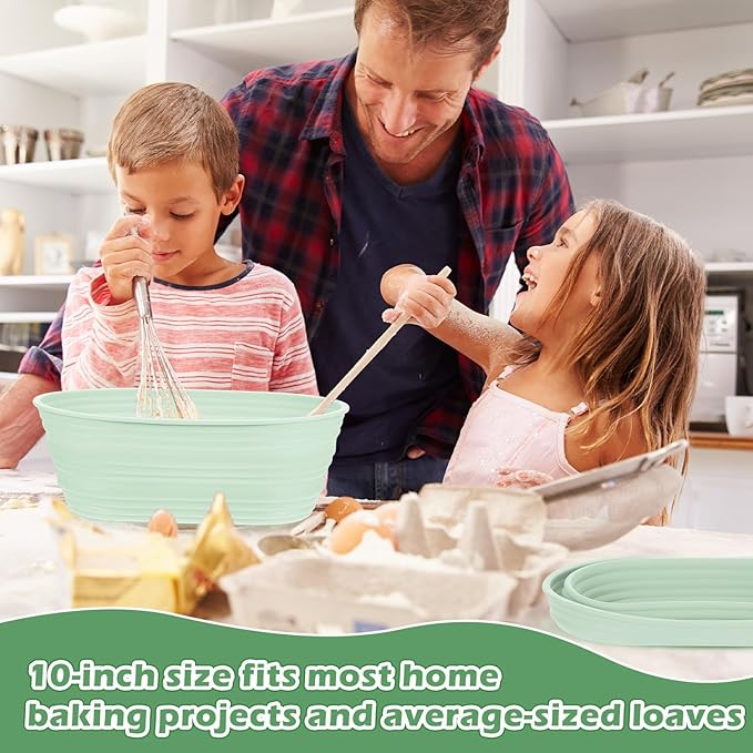 Nuogo 4 Pack Oval Bread Proofing Basket Silicone 10 Inch Collapsible Sourdough Bread Baking
