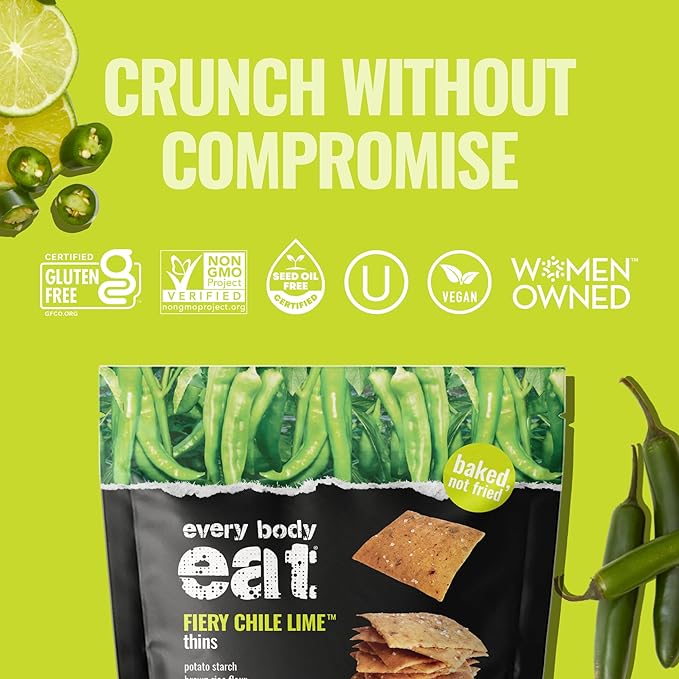 Every Body Eat Snack Thins, Allergen Friendly, Vegan, Gluten Free and Dairy Free (2 Count, Fiery