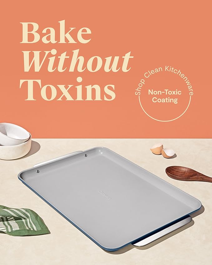 Caraway Non-Stick Ceramic Large Baking Sheet Duo - Naturally Slick Ceramic Coating - Non-Toxic