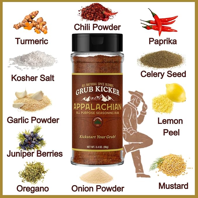 Grub Kicker assorted 4 pack includes: Wildflower Herbes De Provence, Appalachian All Purpose, Baja