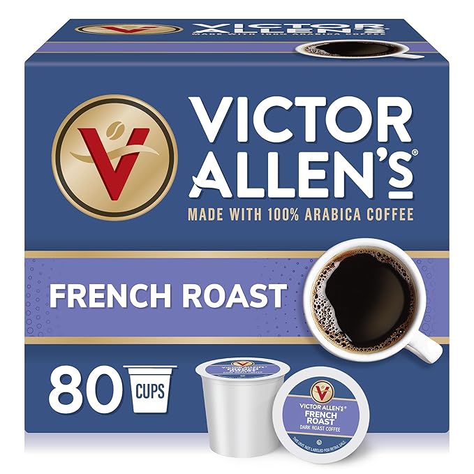 Victor Allen's Coffee French Roast, Dark Roast, 80 Count, Single Serve Coffee Pods for Keurig K-Cup
