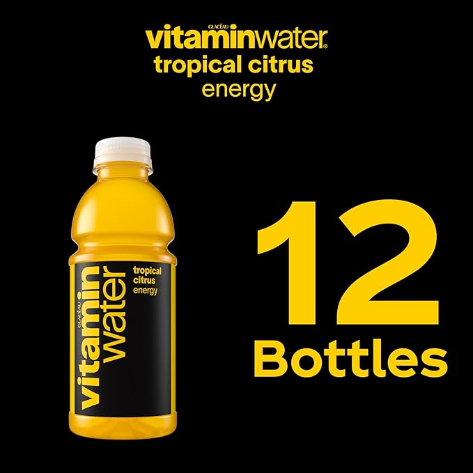vitaminwater Energy Tropical Citrus Nutrient Enhanced Flavored Water Beverage, 20 fl oz Bottles, 12
