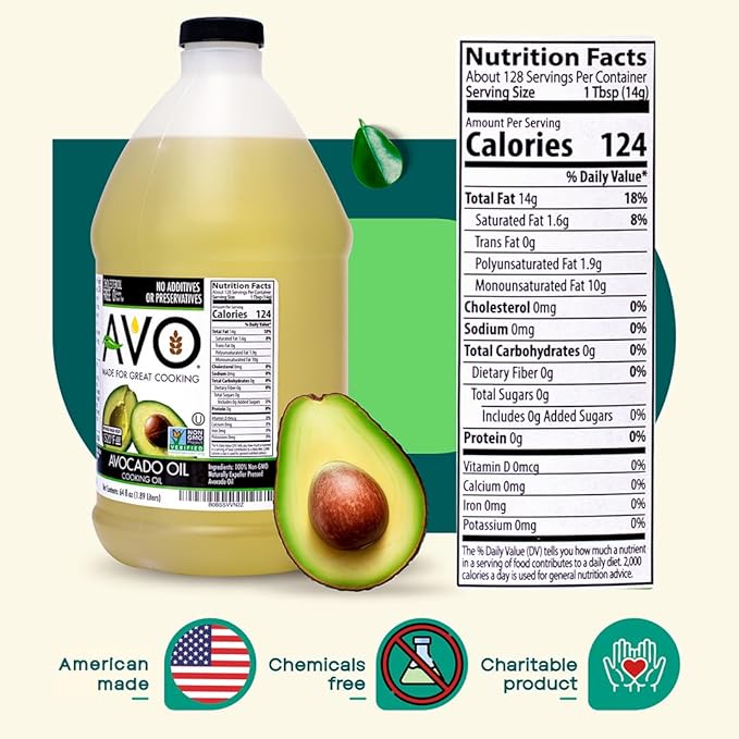 AVO NON GMO 100% Avocado Oil, 64 Fl-oz, NO Preservatives Added