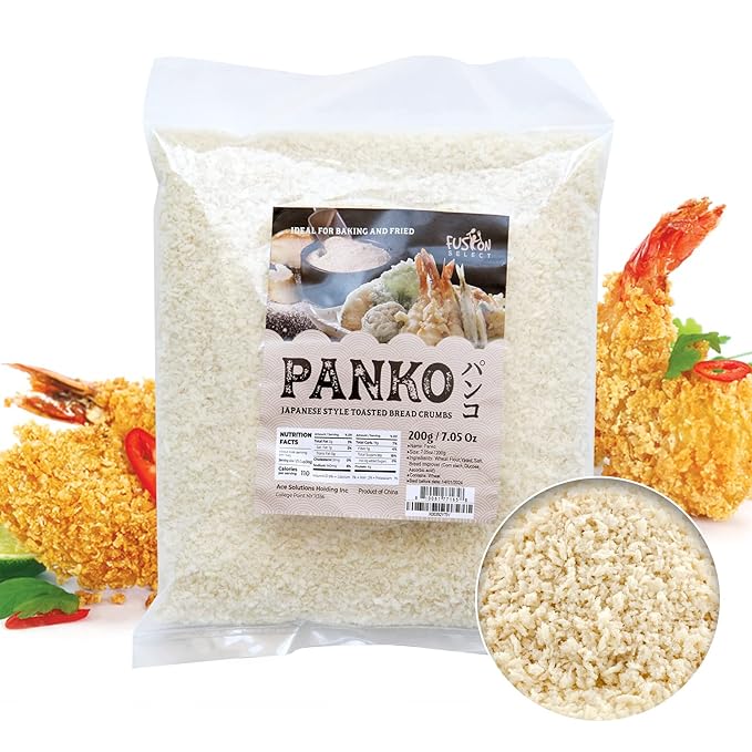 Fusion Select 7 Oz Panko Bread Crumbs - Japanese-Style Toasted Vegan Panko Breadcrumbs for