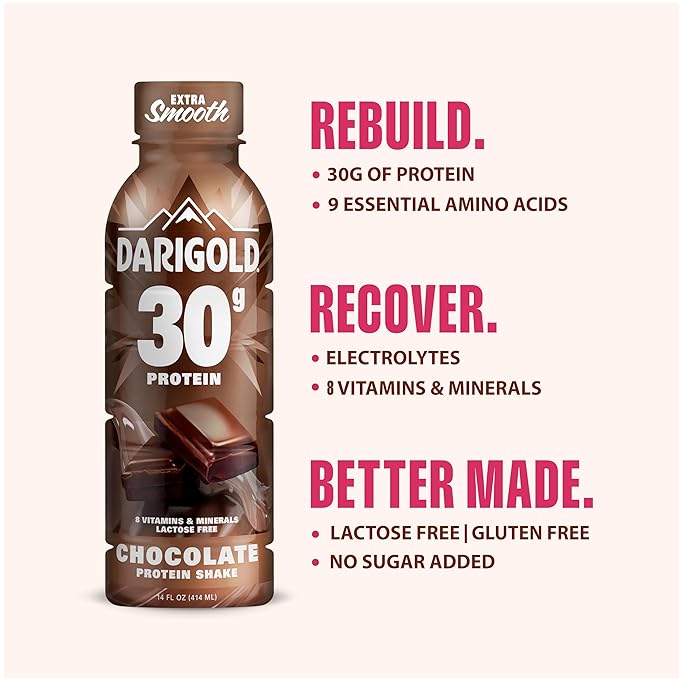 Darigold Ready to Drink Chocolate Protein Shake, 30g Protein, No Added Sugar, Lactose Free, Only