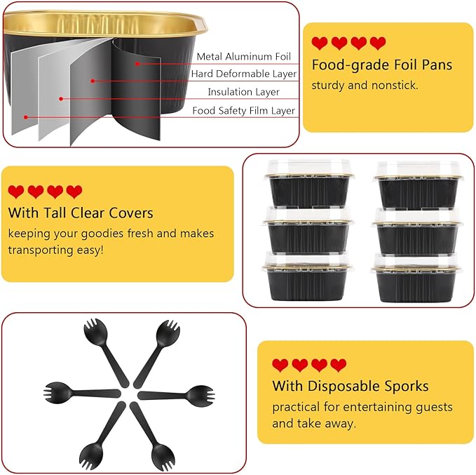 LNYZQUS 5oz/80pack Mini Cake Pans with Lids, Disposable Ramekins Muffin Tins Cupcake Baking