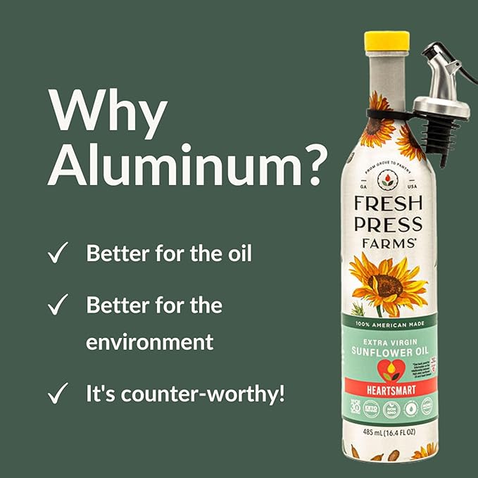 Fresh Press Farms Cold Pressed Extra Virgin Sunflower Oil, 16.4 Fl Oz (Pack of 2), High Oleic