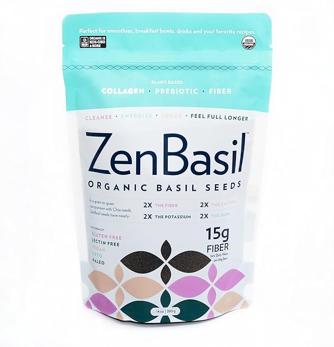 Zen Basil Seeds | edible basil seeds usda organic, kosher, non-gmo, lectin free, gluten free, plant