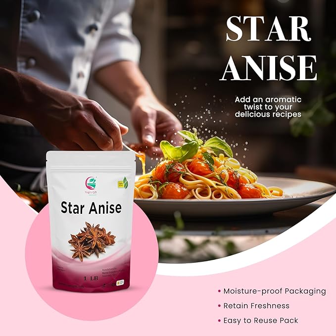 Star Anise Whole 16 Oz | Add Exotic Aroma and Rich Flavor to Your Dishes | Premium Star Anise Pods
