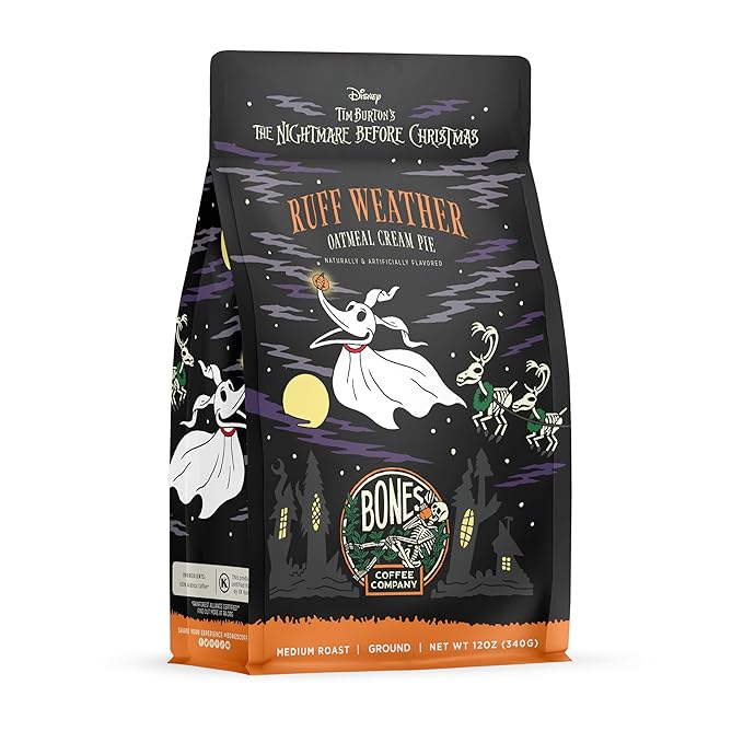 Bones Coffee Company The Nightmare Before Christmas Ruff Weather Flavored Coffee Beans, Medium