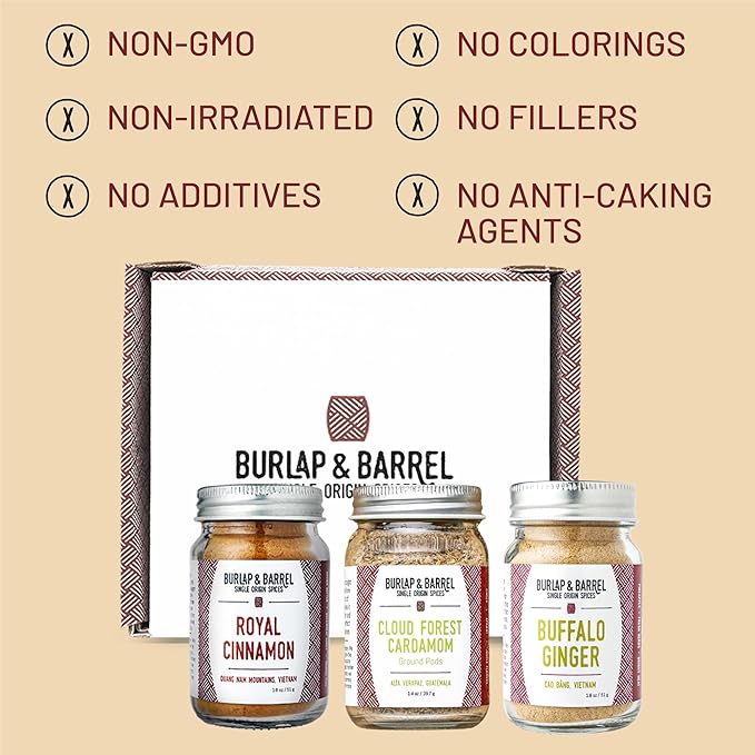 Burlap & Barrel 3pk Sweet Spice Set - 3 Full Size Jars including Royal Cinnamon, Cloud Forest