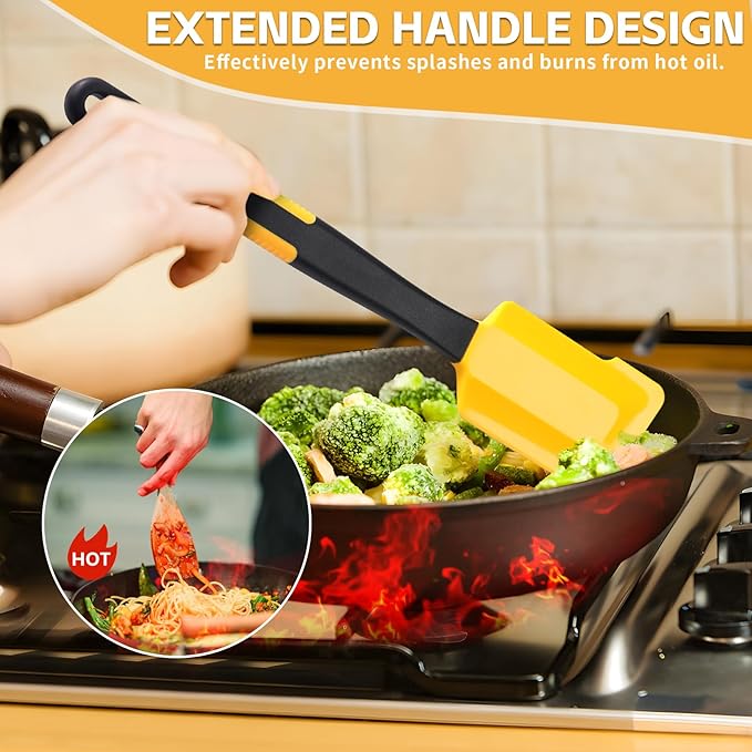 Extra Long Silicone Pastry Brush+Spatula - Heat Resistant, for Baking, Scraping, Mixing, BBQ