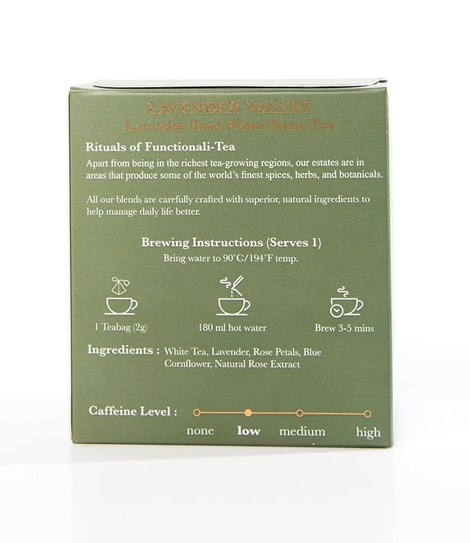 Luxmi Estates Lavender Valley Organic Lavender Tea (25 Tea Bags) Low Caffeine Tea Bags For Sleep