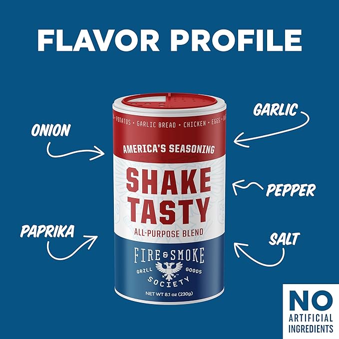 Fire & Smoke Society Shake Tasty All Purpose Seasoning | BBQ Rubs for Smoking and Grilling | Steak