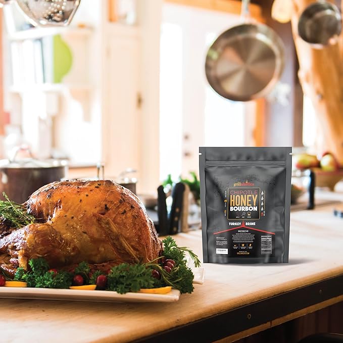Grillaholics Chipotle Honey Bourbon Turkey Brine Kit – 16 oz Bag for Smoking, Roasting, Grilling &