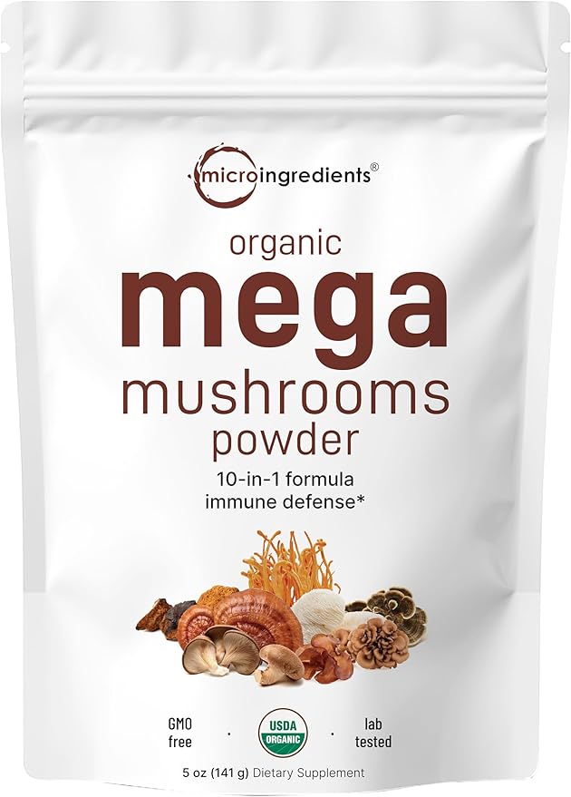 Micro Ingredients Organic Mushroom 10-in-1 Blend, 5 oz | Chaga, Lion’s Mane, Cordyceps & More |