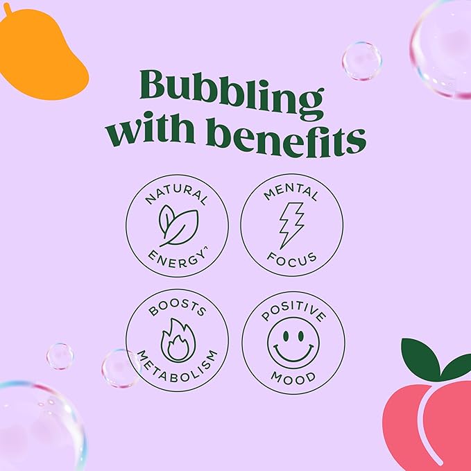 Bloom Nutrition Sparkling Energy Drink for Focus, Natural Caffeine, Zero Sugar, 180mg Caffeine