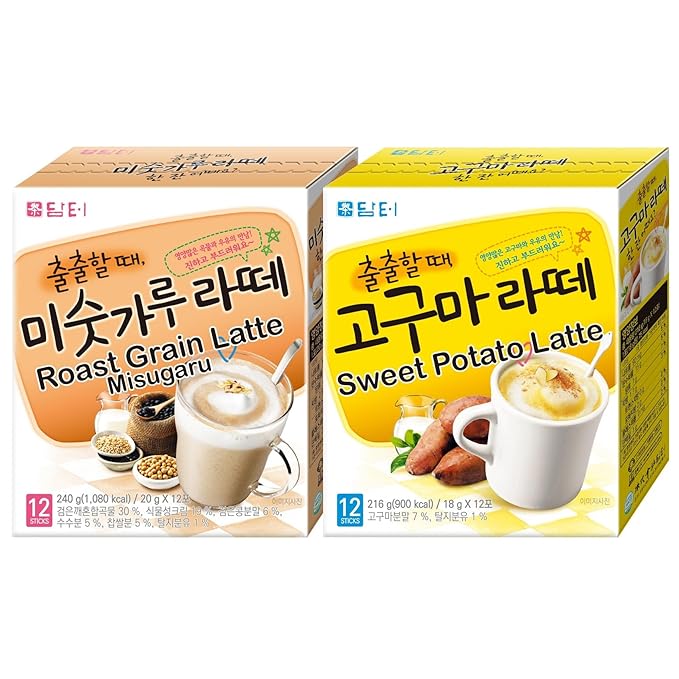 Damtuh Instant Sweet Potato Latte + Roast Multigrain Misugaru Latte (Pack of 2) - Coffeine Free