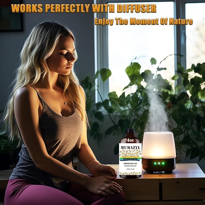 Chamomile Essential Oil, Chamomile Oil 4 Fl Oz 120ML for Diffuser Humidifier Yoga Cleaning DIY