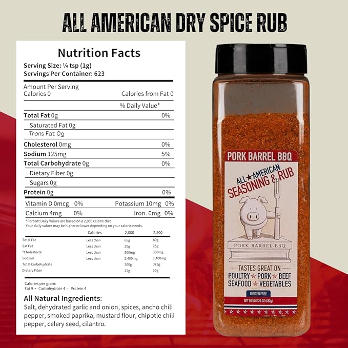 Pork Barrel BBQ All American Seasoning & Rub (2 Pack, 22 oz) – Sugar-Free, Keto, Gluten-Free, No