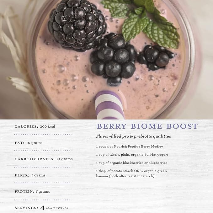 Functional Formularies Nourish Berry Medley Peptide Formula, Organic Tube Feeding Formula and