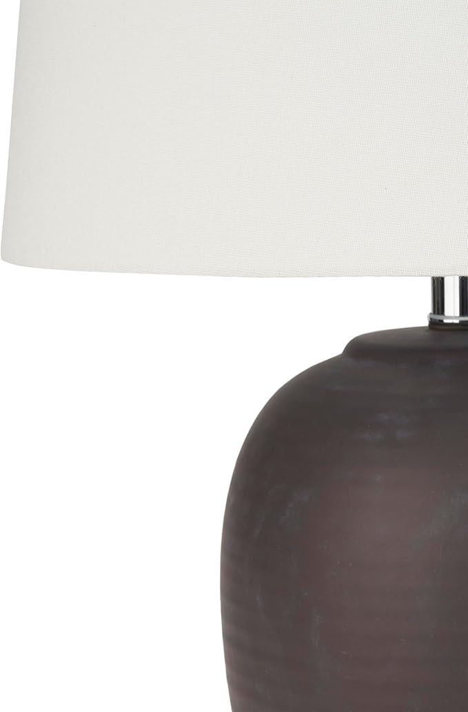 Nourison Home 23" Dark Purple Distressed Ceramic Pot Table Lamp for Bedroom, Living Room, Dining