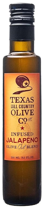 Texas Hill Country Olive Co Jalapeno Infused Olive Oil - Cold Pressed Gourmet EVOO Olive Oil