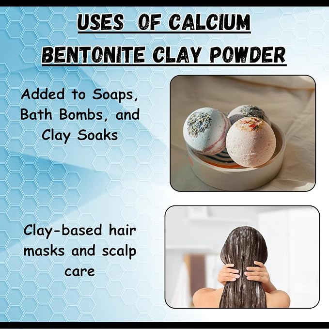 Calcium Bentonite Clay Powder 5lb by Essencea Pure Bulk Ingredients | Deep Pore Detox Face & Hair