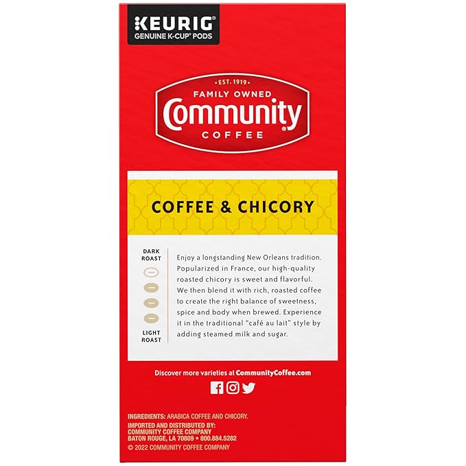 Community Coffee and Chicory, Medium-Dark Roast, Single-Serve Keurig K-Cup Pods, 32 Count (Pack of