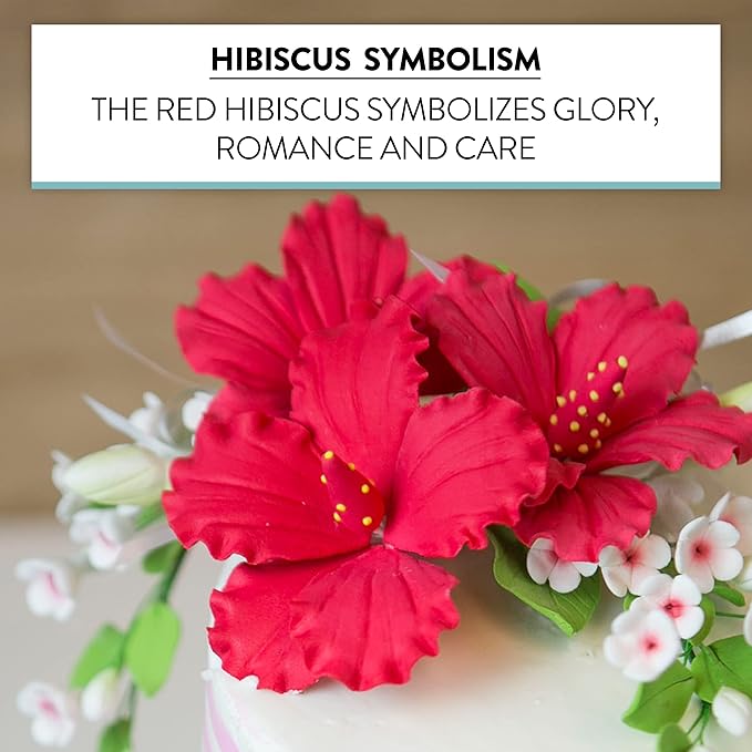 Global Sugar Art Hibiscus Sugar Cake Flowers, Red, Hawaiian Cake Flower Large 3 Count by Chef Alan