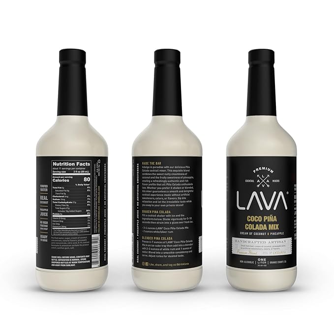 LAVA Premium Coco Pina Colada Made with Cream of Coconut and Real Pineapple, No Artificial