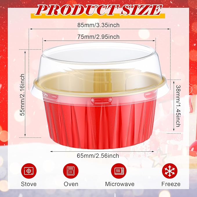 Gejoy 400 Pcs Aluminum Foil Baking Cups with Lids 5 oz Disposable Ramekins Mini Cake Pans Creme