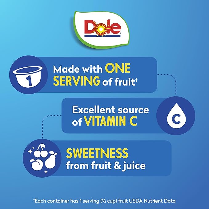 Dole Fruit Bowls Cherry Mixed Fruit in 100% Juice Snacks, 4oz 24 Total Cups, Gluten & Dairy Free