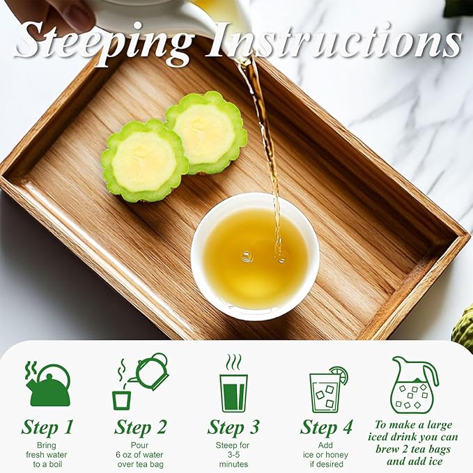 WT WEETEE Bitter Melon Tea Bags, Zero Sugar Tea, 100 Count Made with 100% Pure Natural Bitter