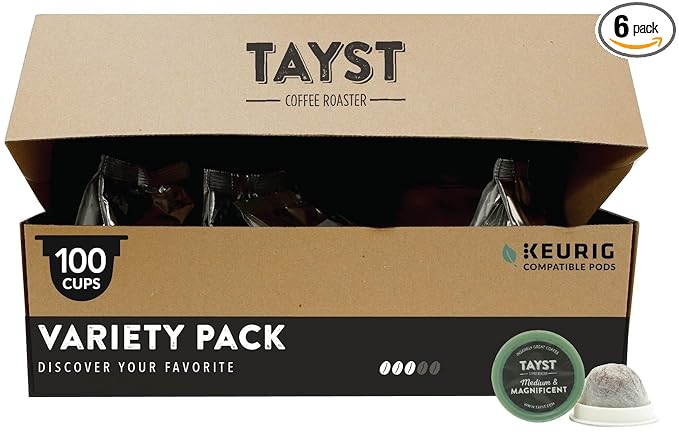 Tayst Coffee Pods, Variety Pack Assortment, K Cups Compatible with Keurig Coffee Maker, Sustainable
