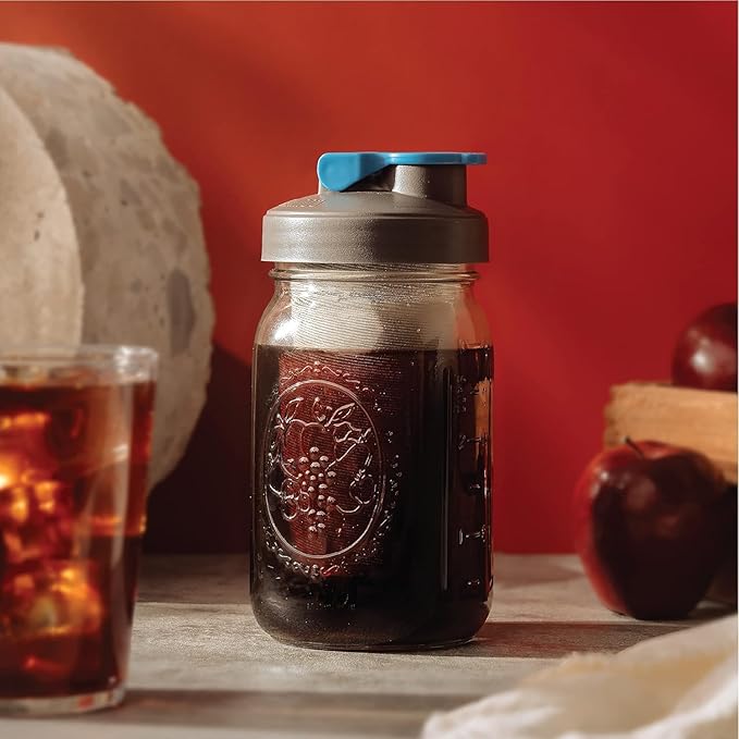 County Line Kitchen Glass Cold Brew Coffee Maker with Lid - Wide Mouth, 2 Quart (64 oz) - Heavy