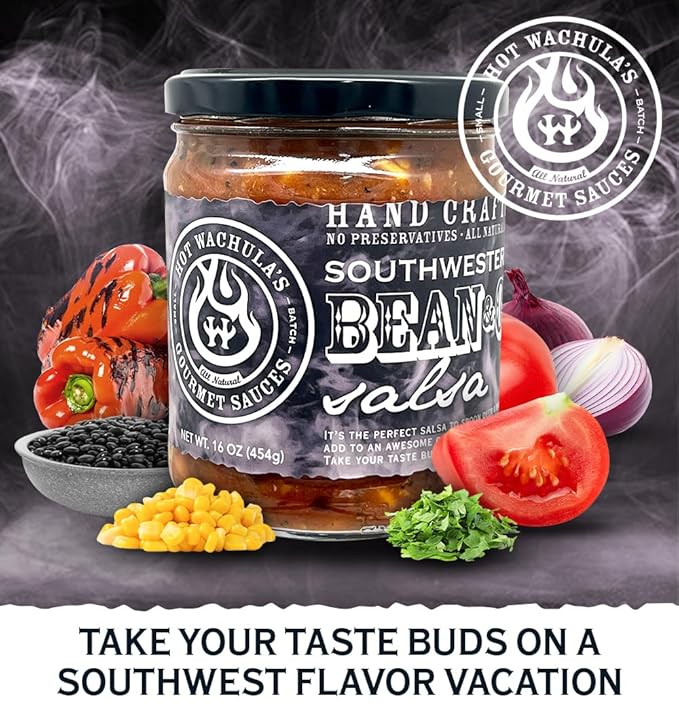 Hot Wachula?셲 Southwest Black Bean & Corn Salsa | Medium | Hand Crafted Small Batch Salsa | Made
