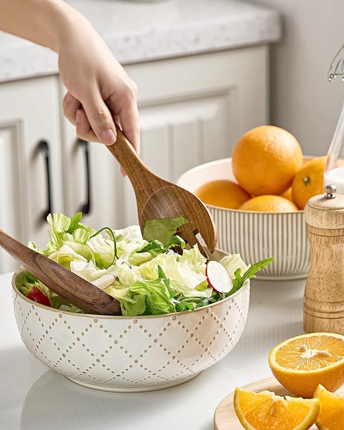 getstar Large Serving Bowls (8 inch & 60 fl oz), Ceramic Salad Bowl Set of 2, Microwave and