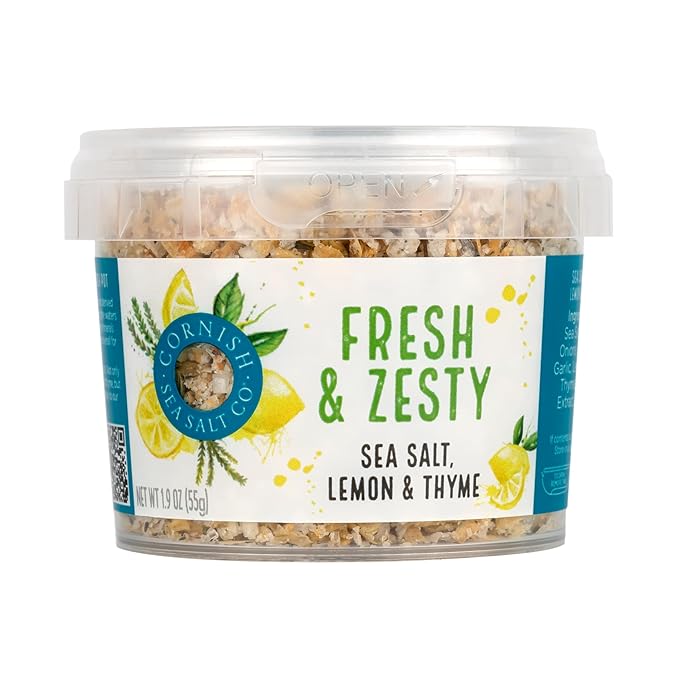 Cornish Sea Salt Fresh & Zesty Seasoning| Sea Salt Flakes w. Lemon & Thyme | Hand-Harvested in