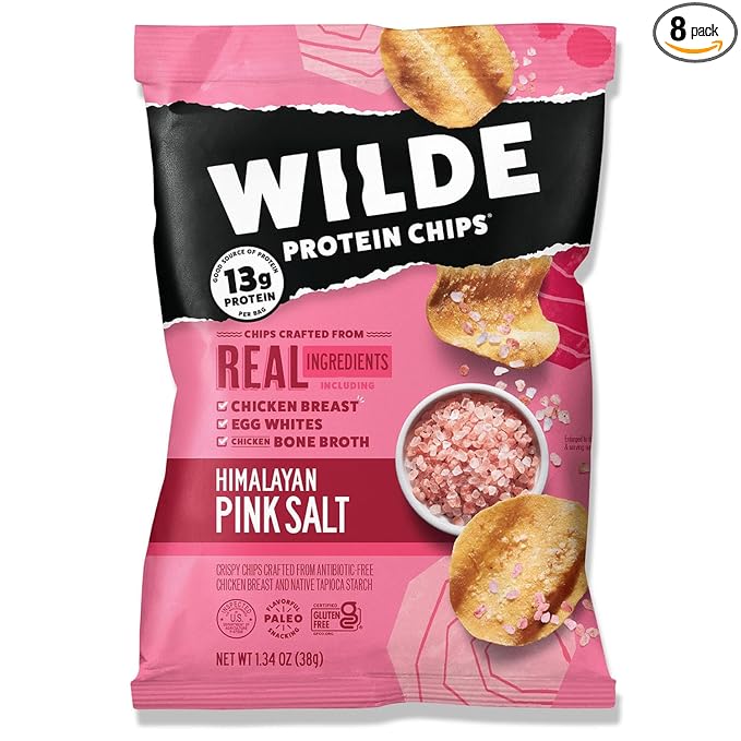 WILDE Himalayan Pink Salt Protein Chips, Thin and Crispy, High Protein, Keto Friendly, Made with