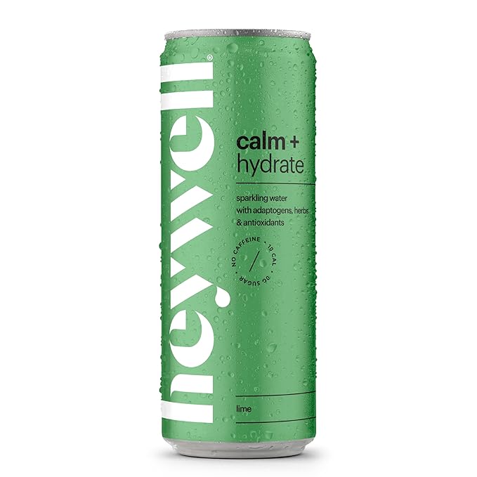 Heywell Sparkling Adaptogenic Water Calm and Restore, Lime Flavor 12 Fluid Ounce (Pack of 12) - Non