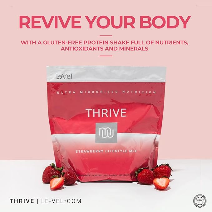 Thrive Protein Shake | 16 Packets (35g Each) | Gluten-Free, Pea Protein, Probiotics, Fiber &