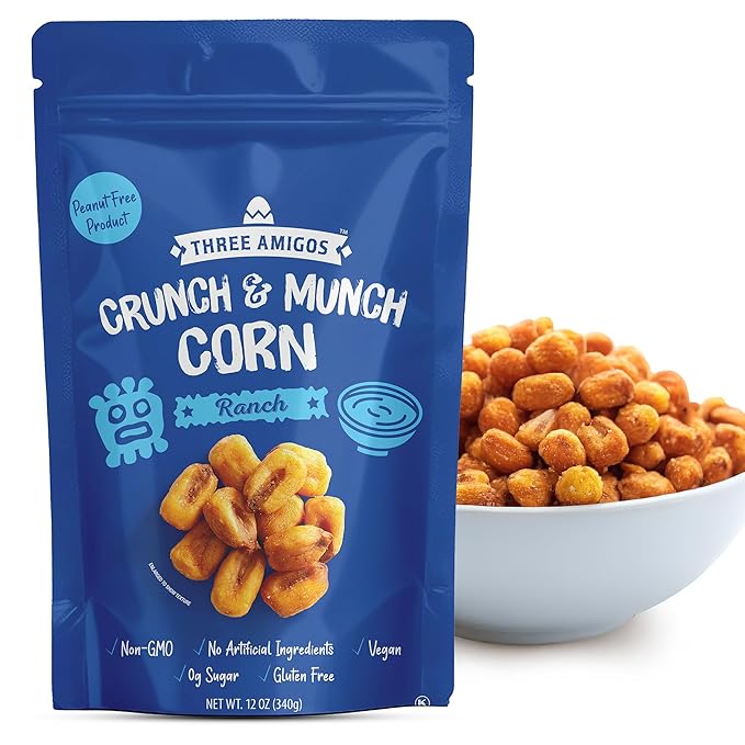 Three Amigos Corn Nuts Suger Free, 100% Vagan, Peanut Free Non-GMO (All Natural Ingredients)