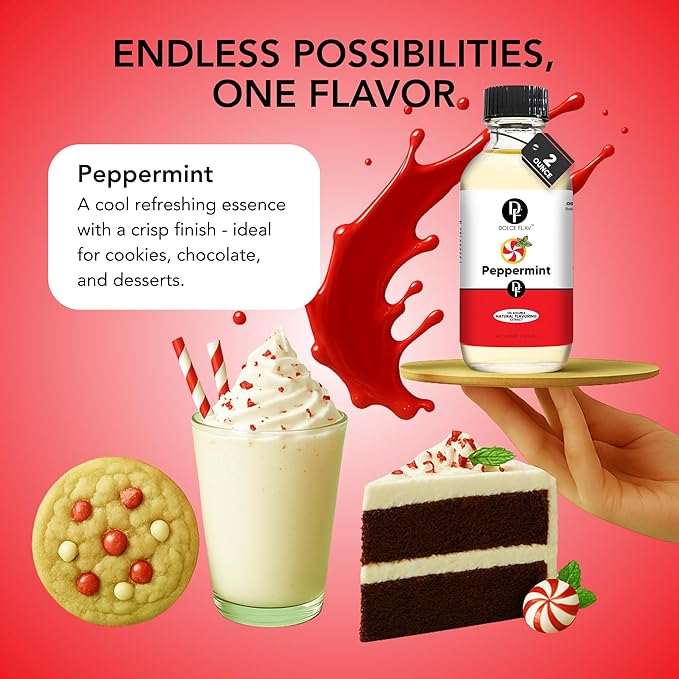 Dolce Flav Natural Peppermint Extract ??2 Ounce Oil-Soluble Kosher, Sugar-Free, Concentrated Pure